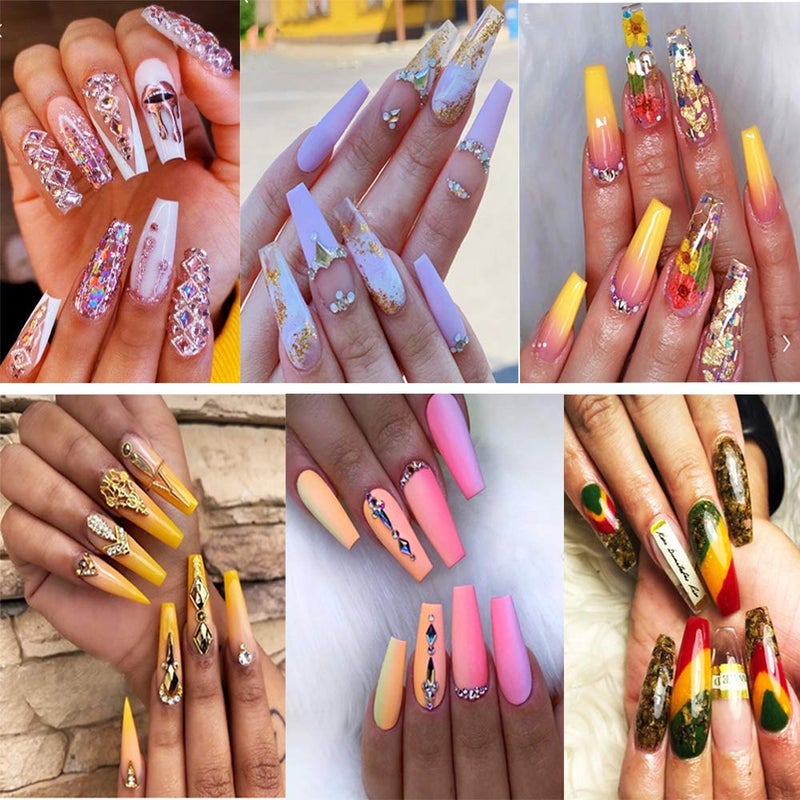AM RONG MAGIC 600pcs Long Coffin Fake Nails - Full Cover Natural Ballerina False Nail Acrylic Nail Tips with Case, Artificial Nails10 Sizes for Nail Salons and DIY Manicure - Image 5